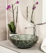 Abalone Shell Sink | Abalone Shell Wash Basin | Abalone Shell Powder Room Sink | Shiny Gemstone Table Mounted Basin | Abalone Shell Vessel