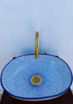 Handcrafted Blue Ceramic Sink-Moroccan sink-Elegant Bathroom Vessel-Ceramic sink-Artisan Bathroom Vessel-Handmade Ceramic Wash Basin-ScayFez - Image 2