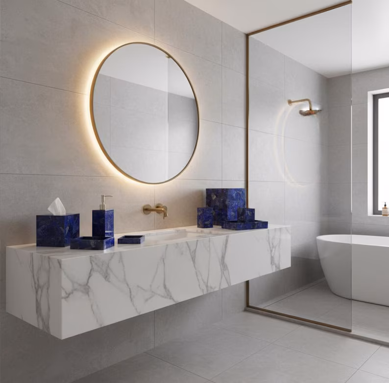 il_794xN.7306786649_jy0g Handmade Lapis Lazuli 7-Piece Bathroom Accessories Set: Modern Spa Decor - Image 1