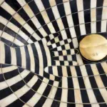 Handmade Mosaic Vessel Sink – Black & White Resin, Brass Trim - Image 3